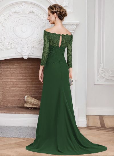 Sheath/Column Off-The-Shoulder Lace/Chiffon Mother Of The Bride Dresses With Appliques Lace