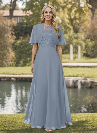 Sheath/Column Chiffon Mother Of The Bride Dresses With Appliques Lace