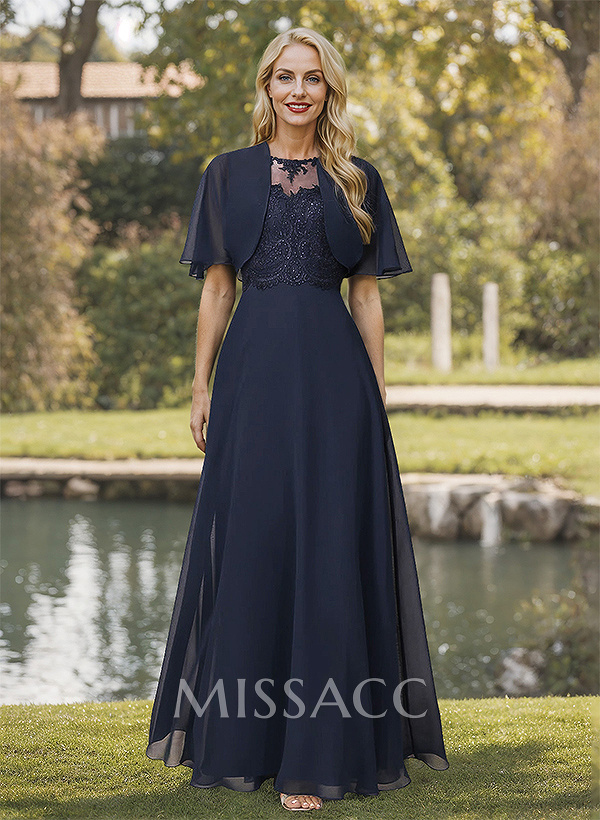 Sheath/Column Chiffon Mother Of The Bride Dresses With Appliques Lace