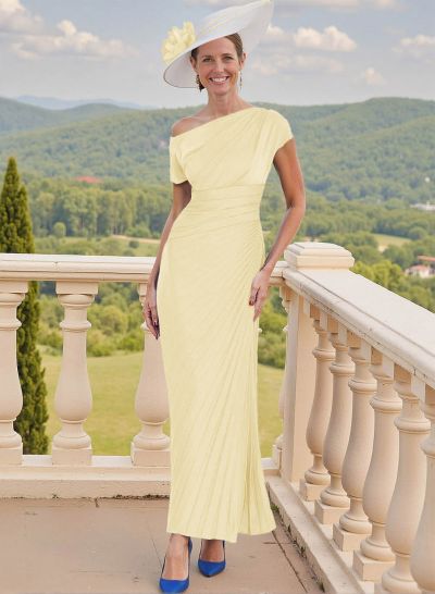 Sheath/Column Stretch Chiffon Mother Of The Bride Dresses With Pleated
