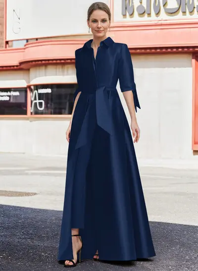 Jumpsuit/Pantsuit V-Neck 1/2 Sleeves Floor-Length Satin Mother Of