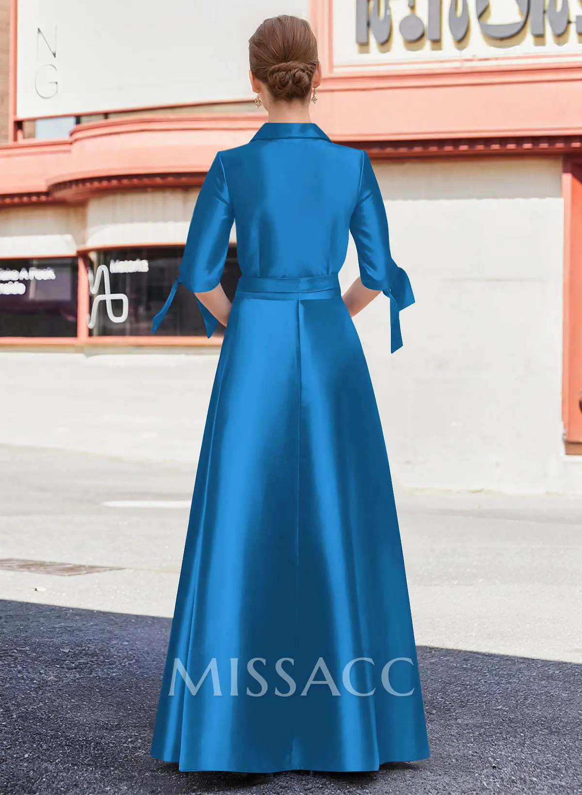 Jumpsuit/Pantsuit V-Neck 1/2 Sleeves Floor-Length Satin Mother Of