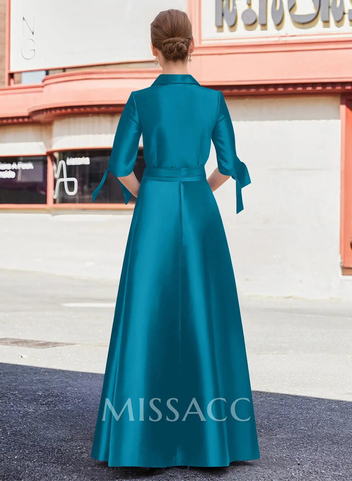 Jumpsuit/Pantsuit V-Neck 1/2 Sleeves Floor-Length Satin Mother Of