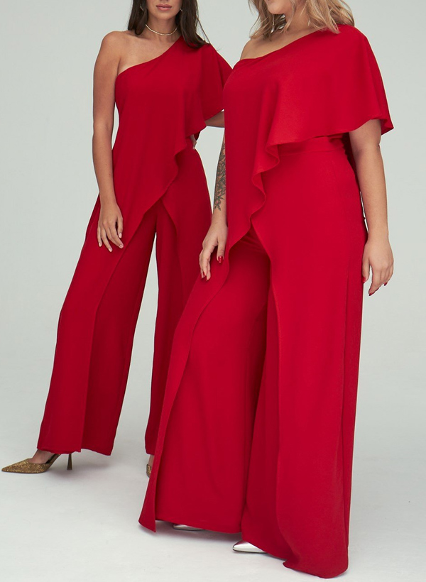 Jumpsuit/Pantsuit One-Shoulder Floor-Length Chiffon Mother Of The Bride Dresses