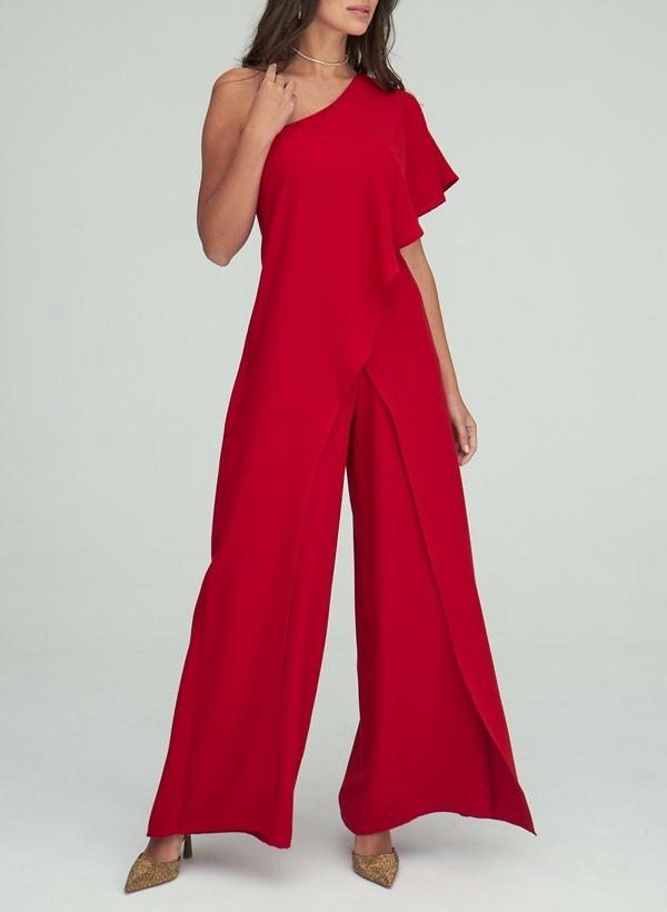 Jumpsuit/Pantsuit One-Shoulder Floor-Length Chiffon Mother Of The Bride Dresses