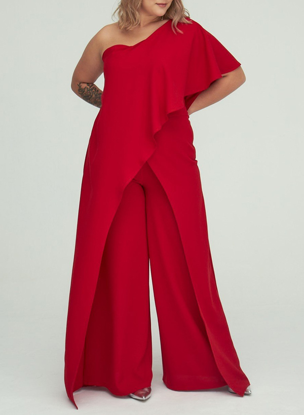 Jumpsuit/Pantsuit One-Shoulder Floor-Length Chiffon Mother Of The Bride Dresses