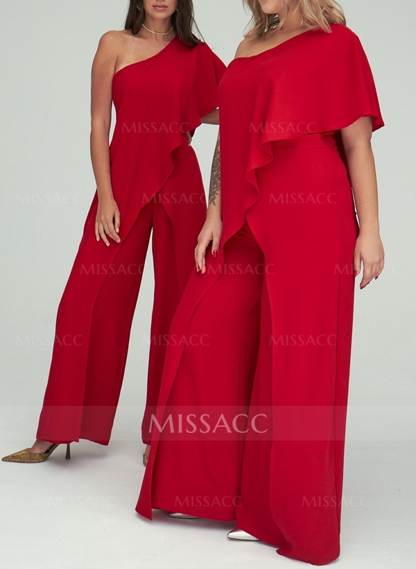 Jumpsuit/Pantsuit One-Shoulder Floor-Length Chiffon Mother Of The Bride Dresses