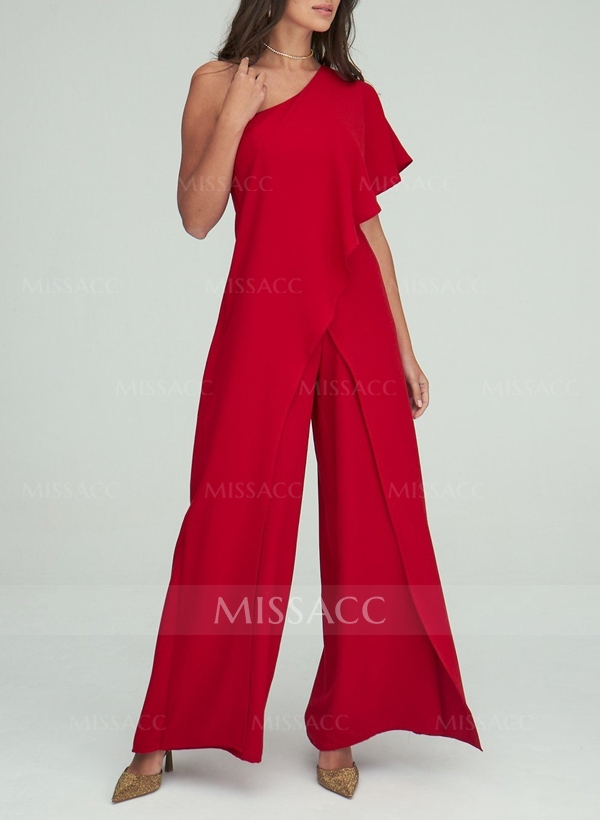 Jumpsuit/Pantsuit One-Shoulder Floor-Length Chiffon Mother Of The Bride Dresses