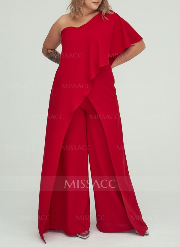 Jumpsuit/Pantsuit One-Shoulder Floor-Length Chiffon Mother Of The Bride Dresses