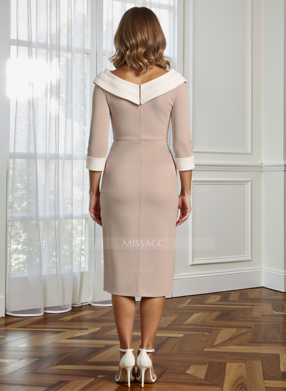 Sheath/Column Elastic Satin Mother Of The Bride Dresses With Flower(s)