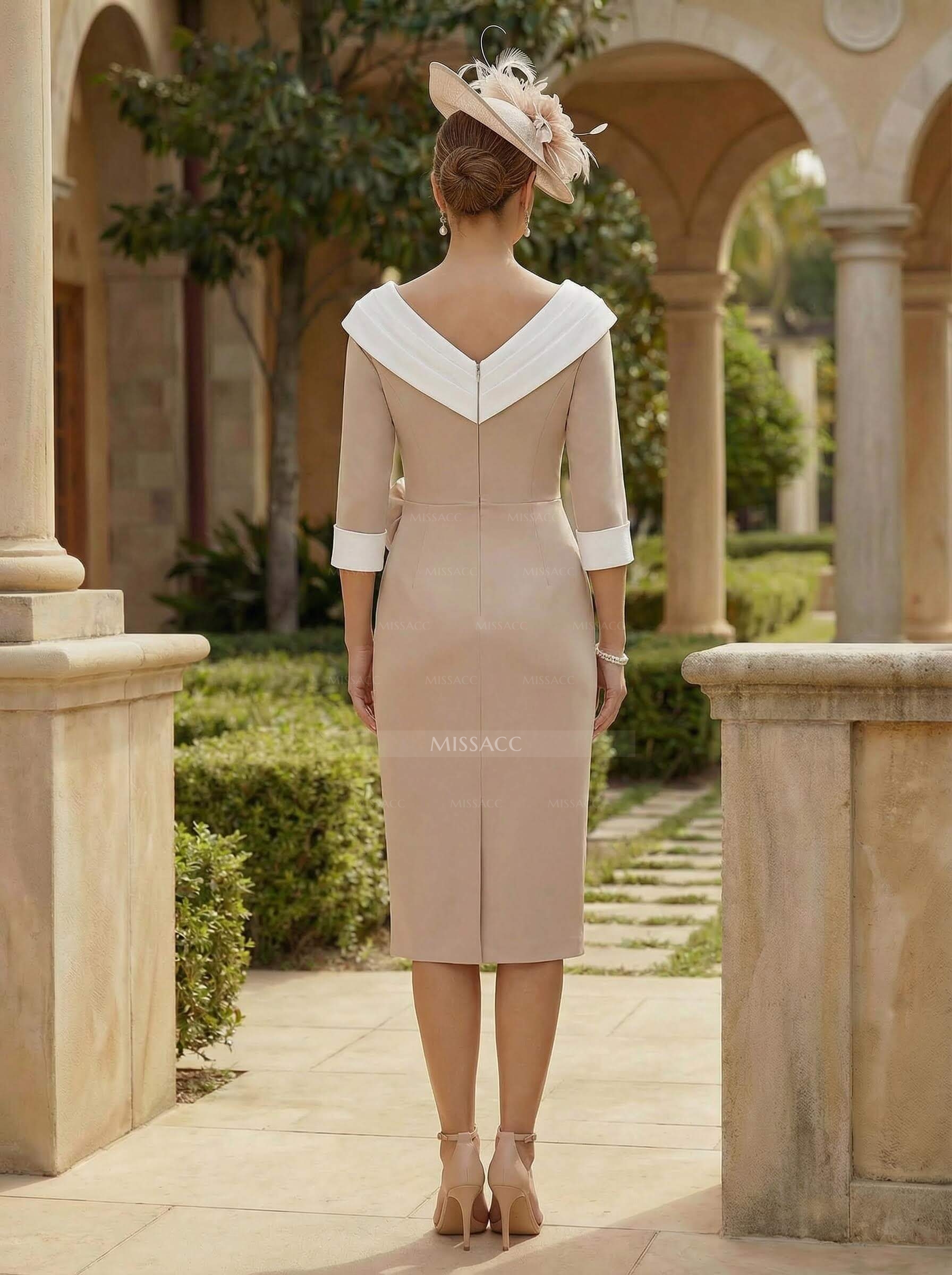 Sheath/Column Elastic Satin Mother Of The Bride Dresses With Flower(s)