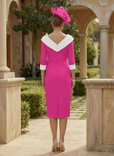 Sheath/Column Elastic Satin Mother Of The Bride Dresses With Flower(s)