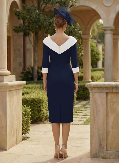 Sheath/Column Elastic Satin Mother Of The Bride Dresses With Flower(s)