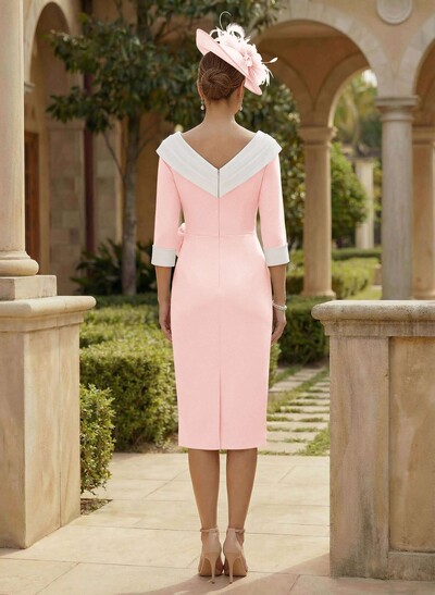 Sheath/Column Elastic Satin Mother Of The Bride Dresses With Flower(s)