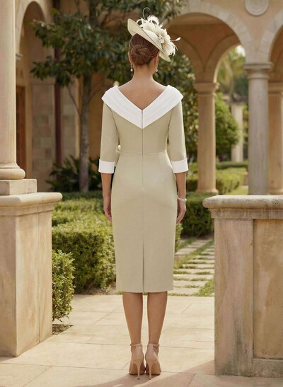 Sheath/Column Elastic Satin Mother Of The Bride Dresses With Flower(s)