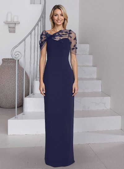 Sheath/Column Asymmetrical Sleeveless Floor-Length Elastic Satin Mother Of The Bride Dresses