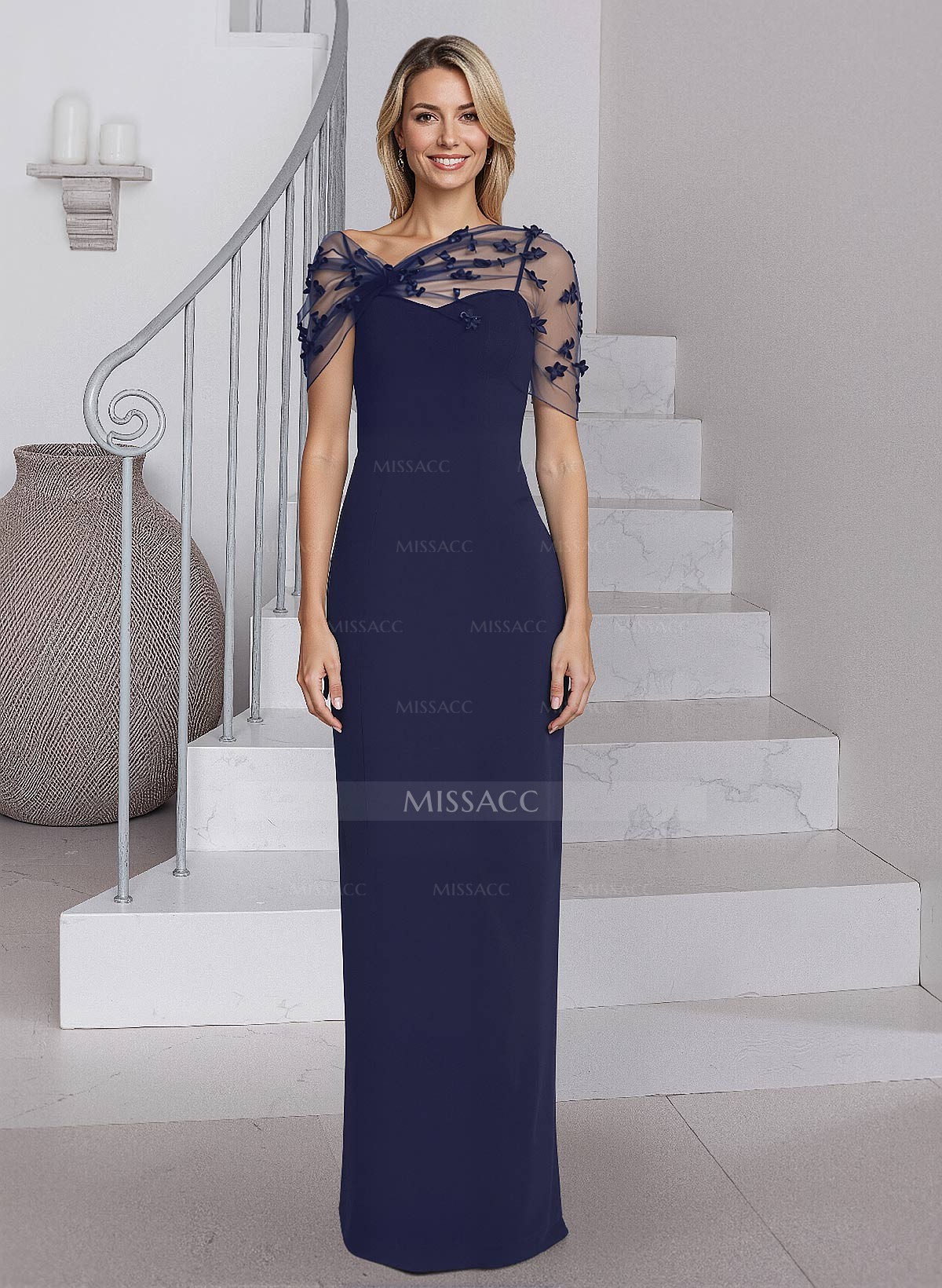 Sheath/Column Asymmetrical Sleeveless Floor-Length Elastic Satin Mother Of The Bride Dresses