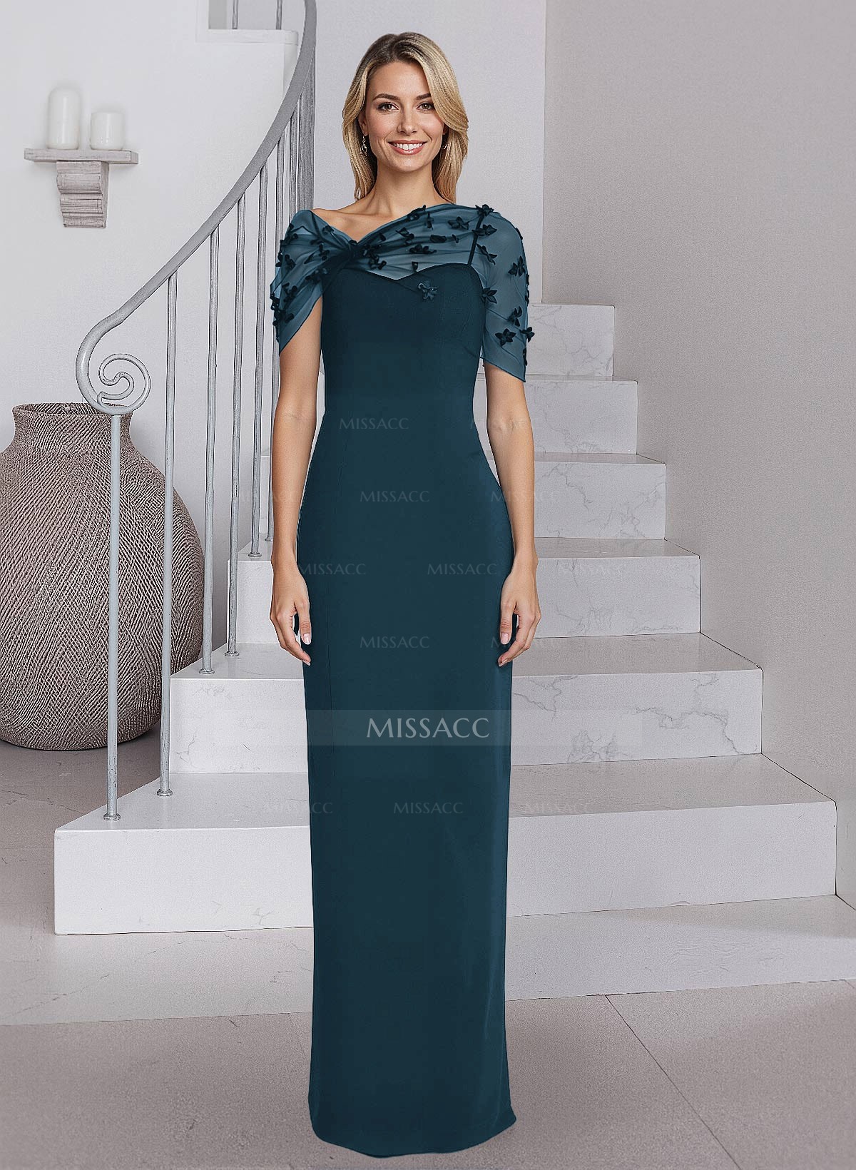 Sheath/Column Asymmetrical Sleeveless Floor-Length Elastic Satin