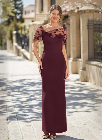 Sheath/Column Asymmetrical Sleeveless Floor-Length Elastic Satin Mother Of The Bride Dresses