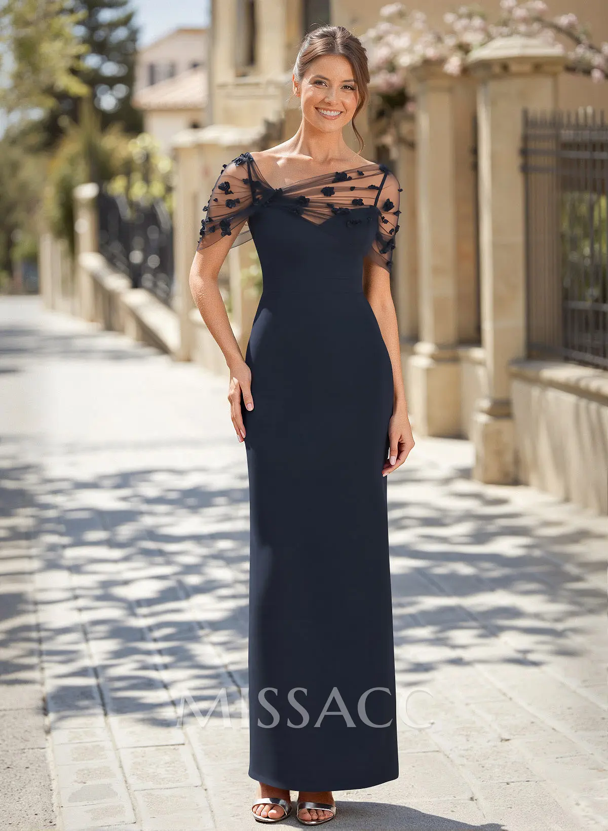 mother of the bride asymmetrical dresses Mother of the Bride Dress Wisteria A-line V-neck Chiffon Floor-Length