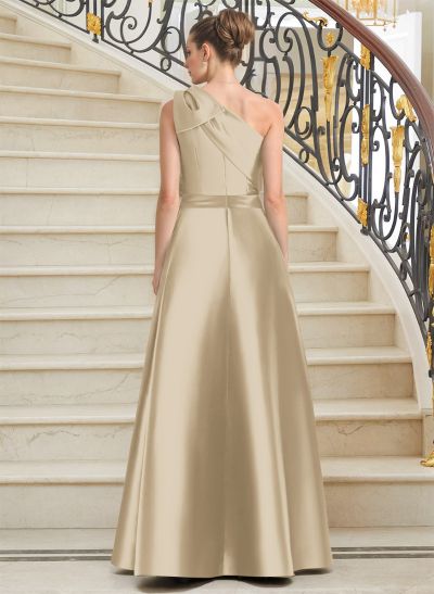 Jumpsuit/Pantsuit One-Shoulder Satin Mother Of The Bride Dresses With Bow(s)