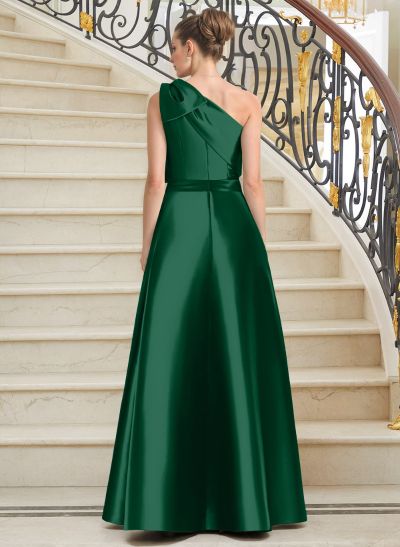 Jumpsuit/Pantsuit One-Shoulder Satin Mother Of The Bride Dresses With Bow(s)