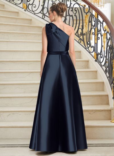 Jumpsuit/Pantsuit One-Shoulder Satin Mother Of The Bride Dresses With Bow(s)