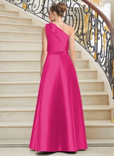 Jumpsuit/Pantsuit One-Shoulder Satin Mother Of The Bride Dresses With Bow(s)