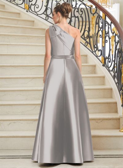 Jumpsuit/Pantsuit One-Shoulder Satin Mother Of The Bride Dresses With Bow(s)