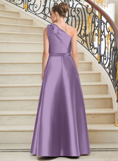 Jumpsuit/Pantsuit One-Shoulder Satin Mother Of The Bride Dresses With Bow(s)