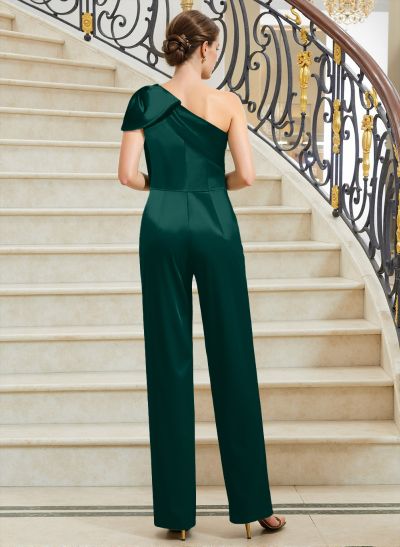 Jumpsuit/Pantsuit One-Shoulder Satin Mother Of The Bride Dresses With Bow(s)