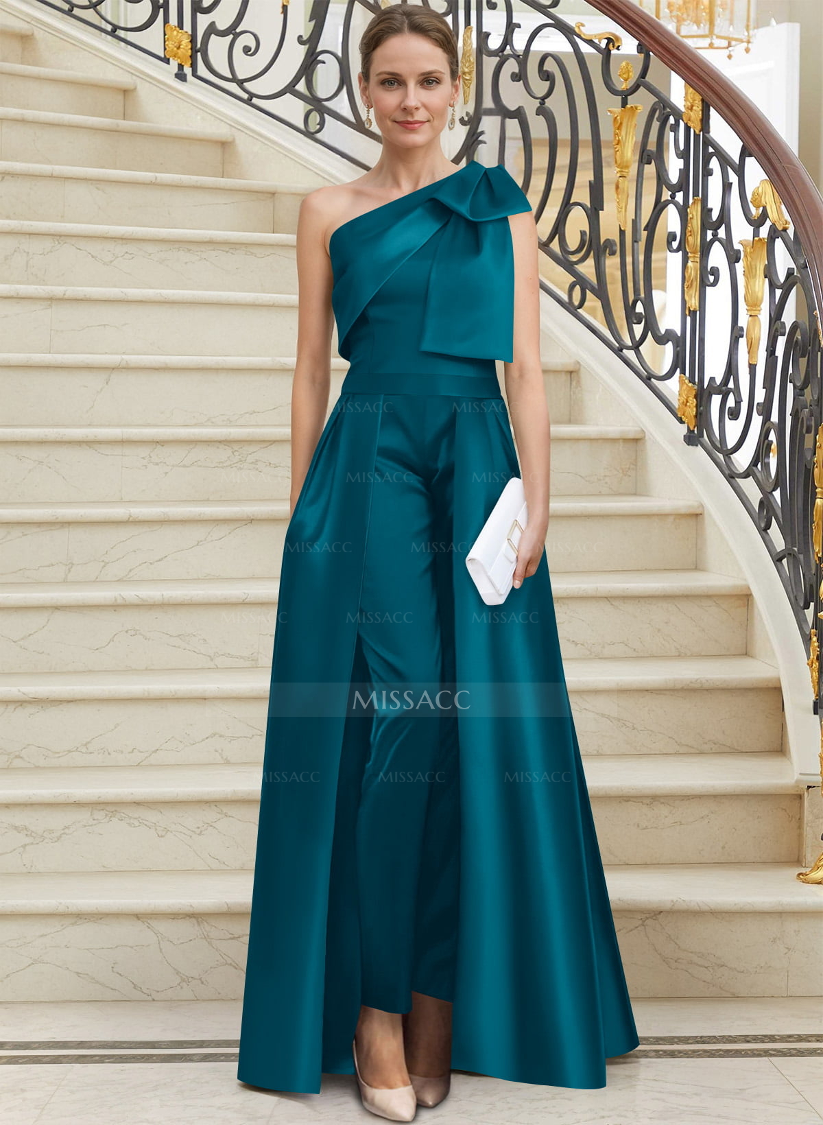 Jumpsuit/Pantsuit One-Shoulder Satin Mother Of The Bride