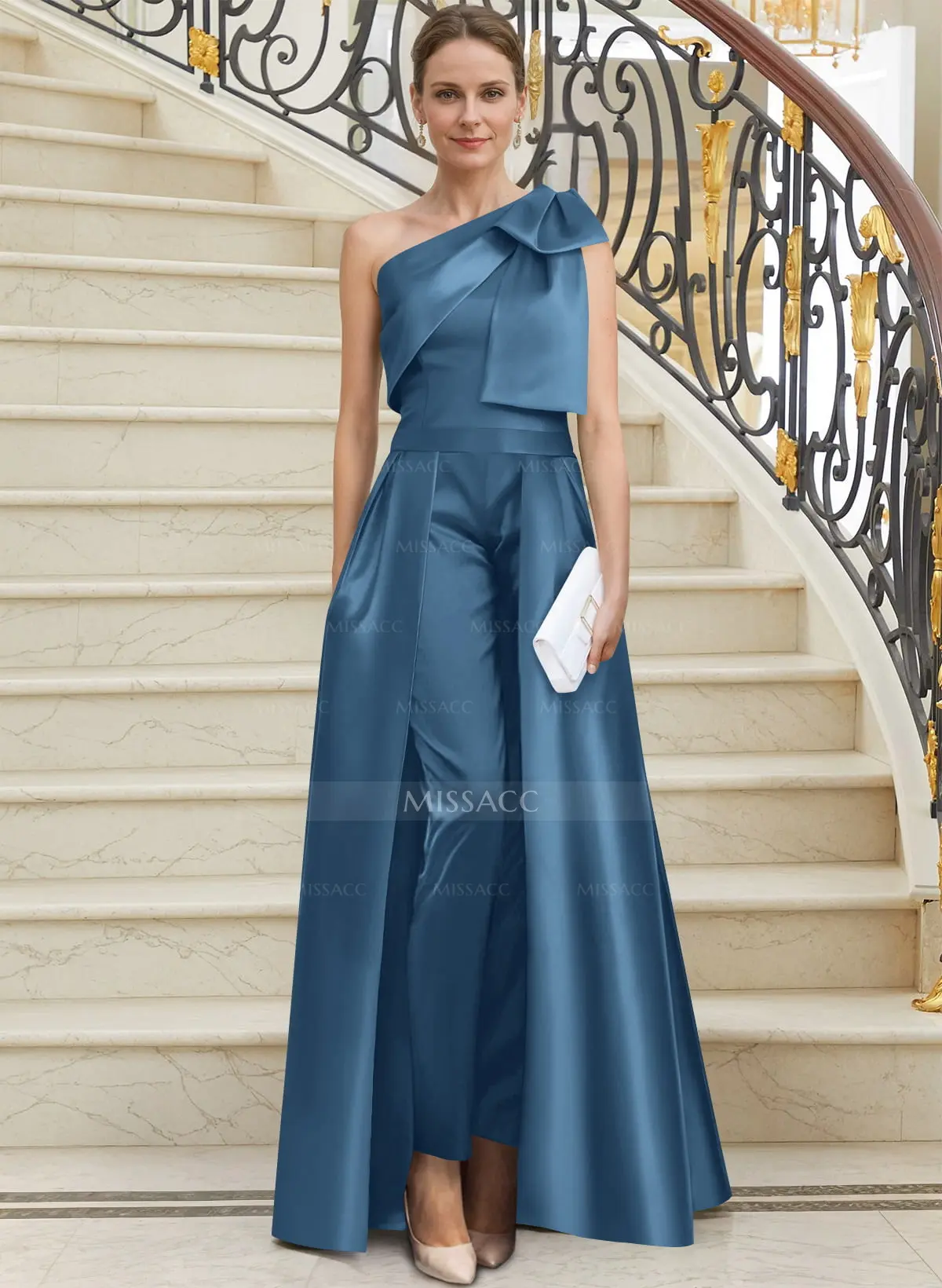 Jumpsuit/Pantsuit One-Shoulder Satin Mother Of The Bride Dresses