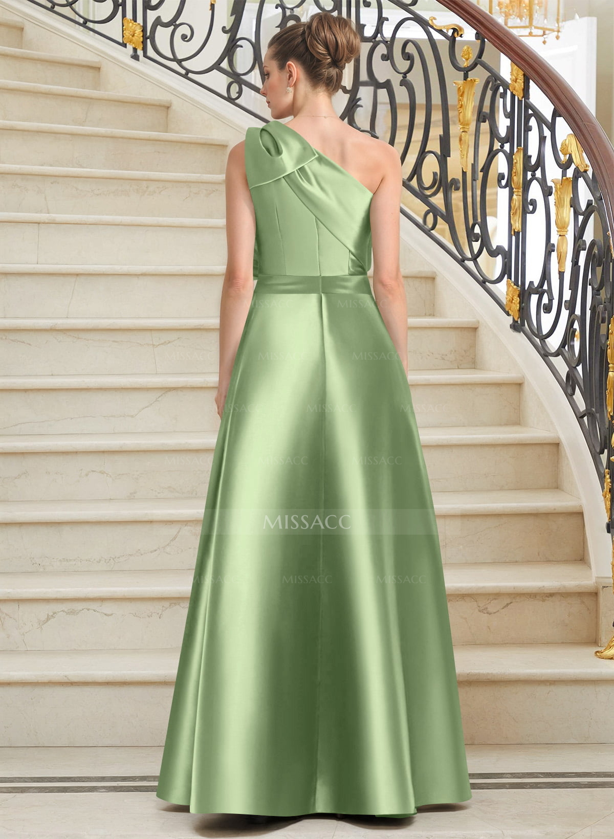Jumpsuit/Pantsuit One-Shoulder Satin Mother Of The Bride Dresses With Bow(s)