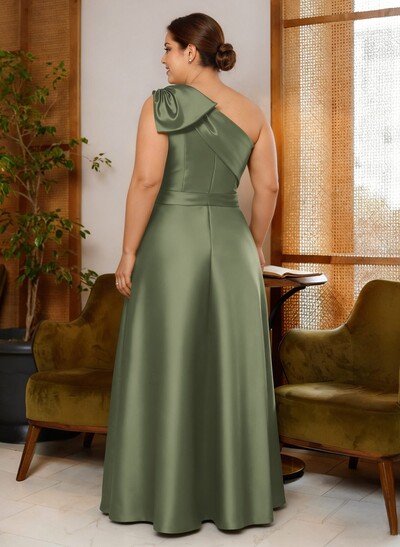 Jumpsuit/Pantsuit One-Shoulder Satin Mother Of The Bride Dresses With Bow(s)