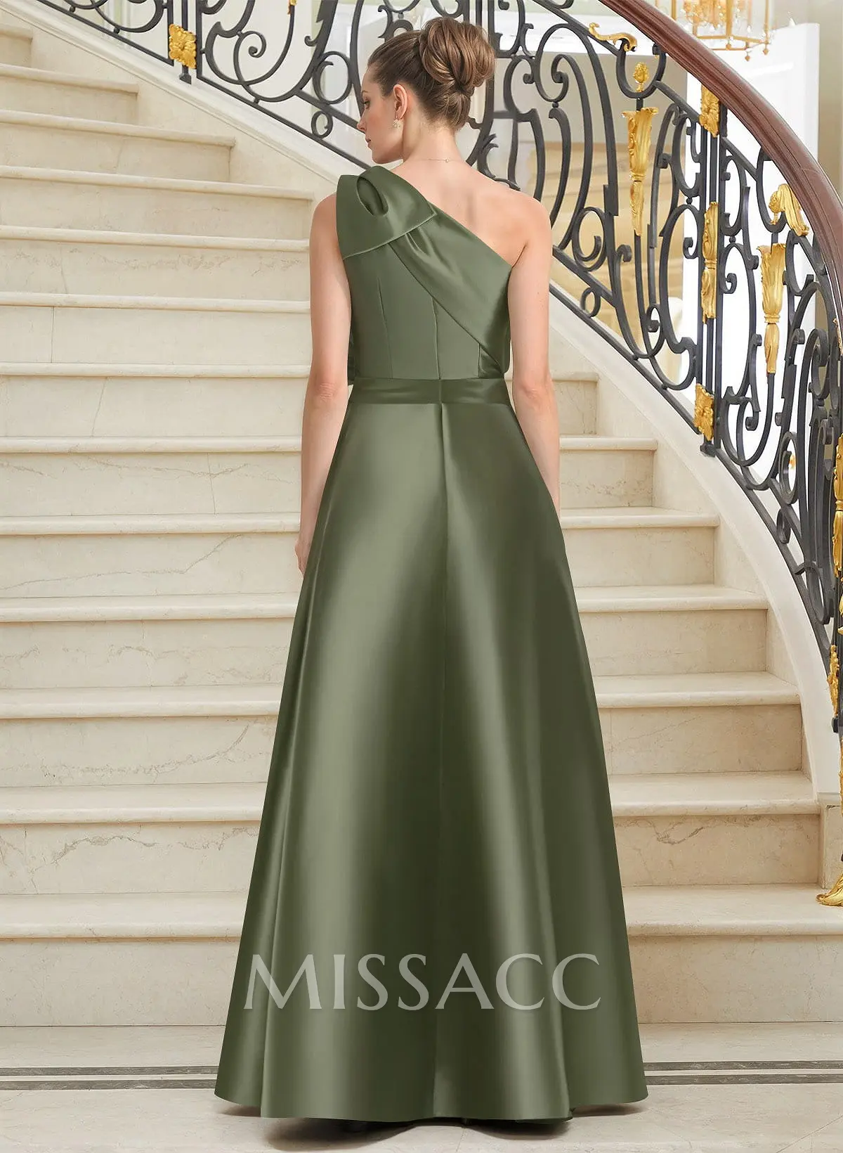 Jumpsuit/Pantsuit One-Shoulder Satin Mother Of The Bride Dresses With Bow(s) - Missacc Jumpsuit/Pantsuit One-Shoulder Satin Mother Of The Bride Dresses With Bow(s) - Missacc