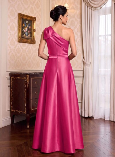 Jumpsuit/Pantsuit One-Shoulder Satin Mother Of The Bride Dresses With Bow(s)