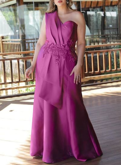 Trumpet/Mermaid One-Shoulder Satin Mother Of The Bride Dresses With Lace