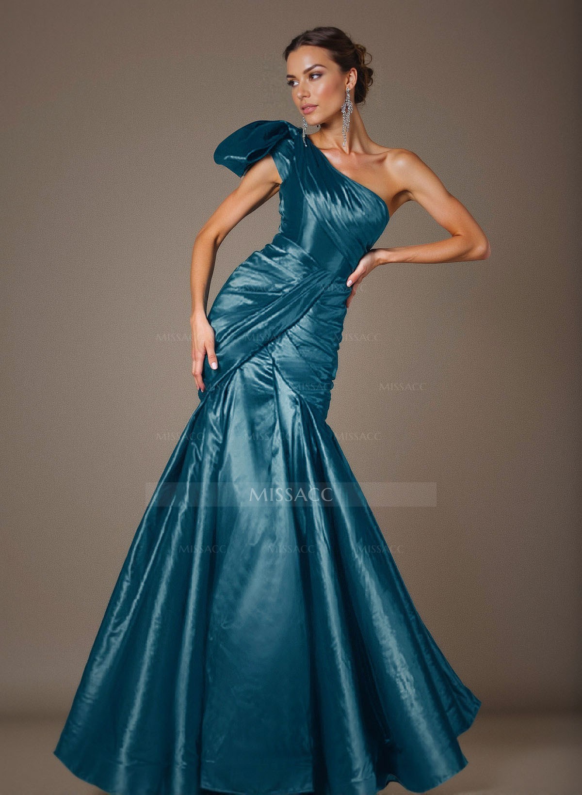 Trumpet/Mermaid One-Shoulder Satin Mother Of The Bride Dresses With Bow(s)