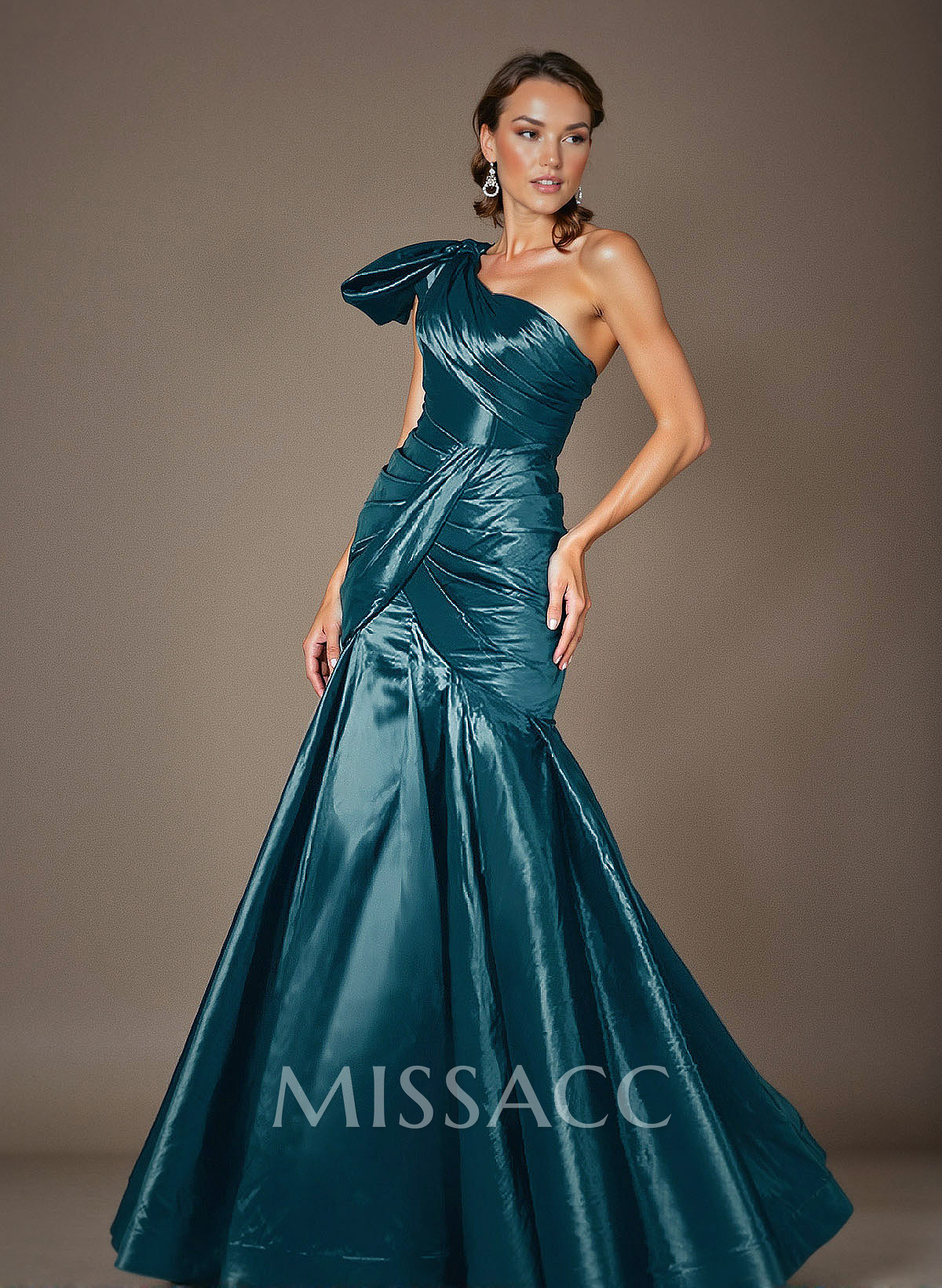 Trumpet/Mermaid One-Shoulder Satin Mother Of The Bride Dresses With Bow(s)
