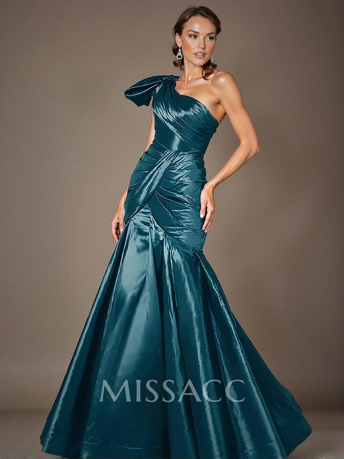 Trumpet/Mermaid One-Shoulder Satin Mother Of The Bride Dresses With Bow(s) Trumpet/Mermaid One-Shoulder Satin Mother Of The Bride Dresses With Bow(s)