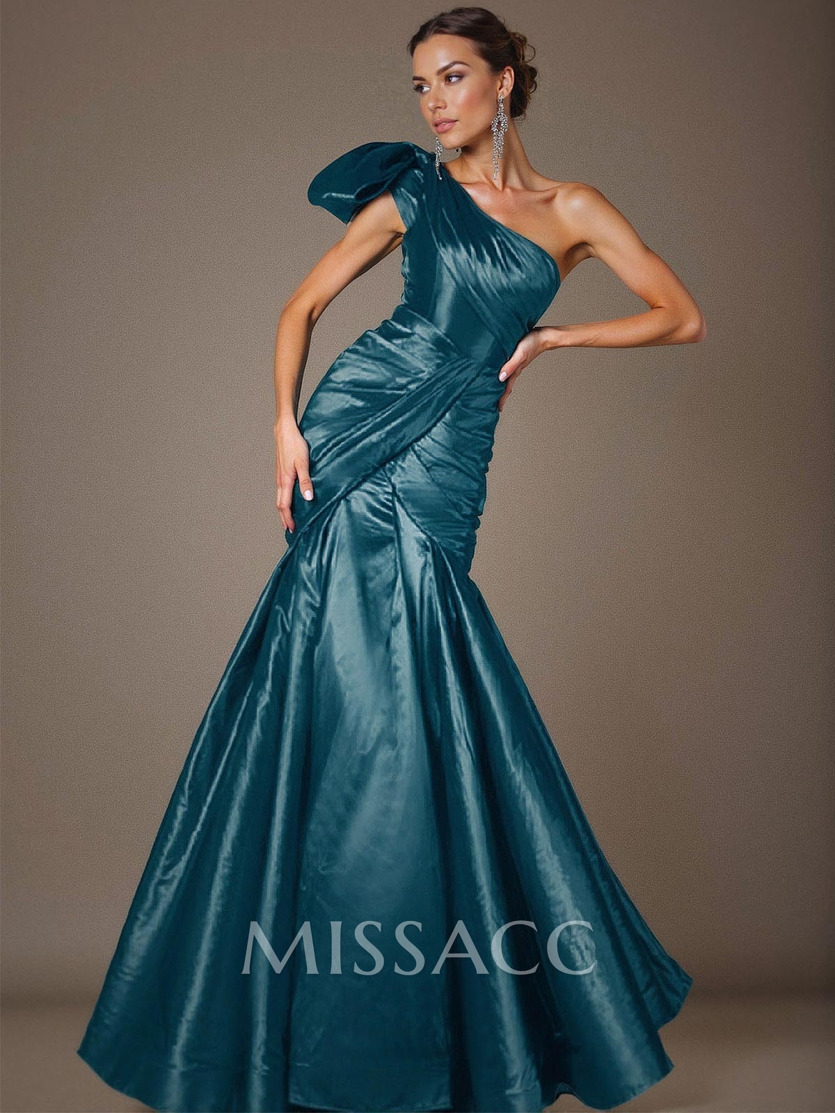 Trumpet/Mermaid One-Shoulder Satin Mother Of The Bride Dresses With Bow(s) Trumpet/Mermaid One-Shoulder Satin Mother Of The Bride Dresses With Bow(s)
