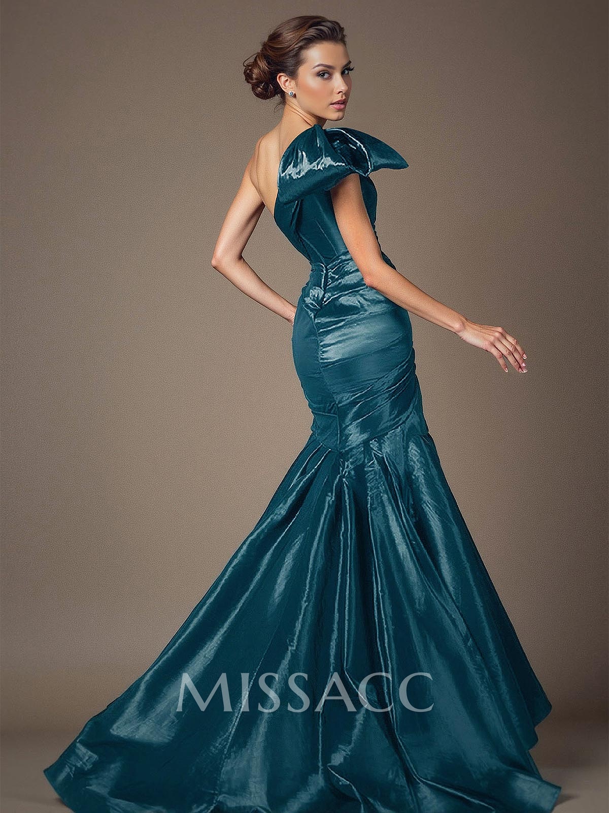 Trumpet/Mermaid One-Shoulder Satin Mother Of The Bride Dresses With Bow(s) Trumpet/Mermaid One-Shoulder Satin Mother Of The Bride Dresses With Bow(s)