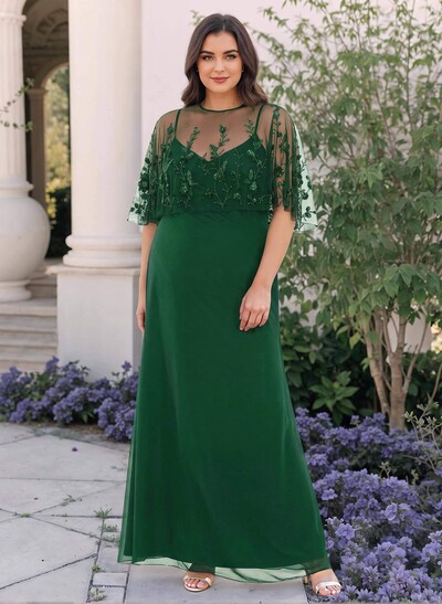 Plus Size Sheath/Column Scoop Neck Chiffon Mother Of The Bride Dresses With Lace