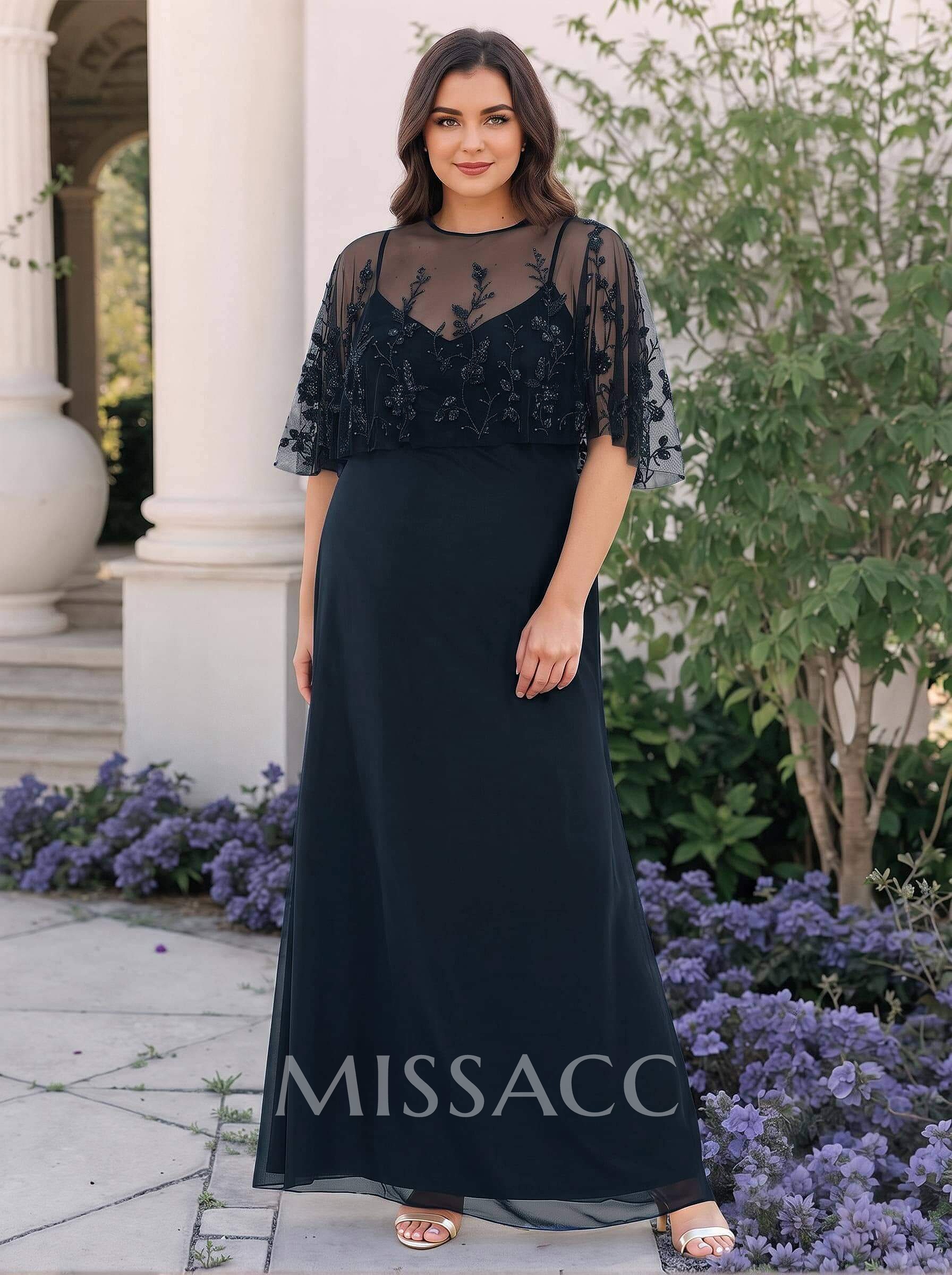 Plus Size Sheath/Column Scoop Neck Chiffon Mother Of The Bride Dresses With Lace Plus Size Sheath/Column Scoop Neck Chiffon Mother Of The Bride Dresses With Lace