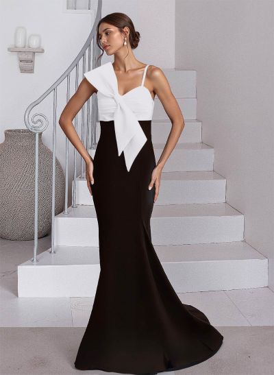 Trumpet/Mermaid Asymmetrical Sweep Train Satin Mother Of The Bride Dresses With Bow(s)