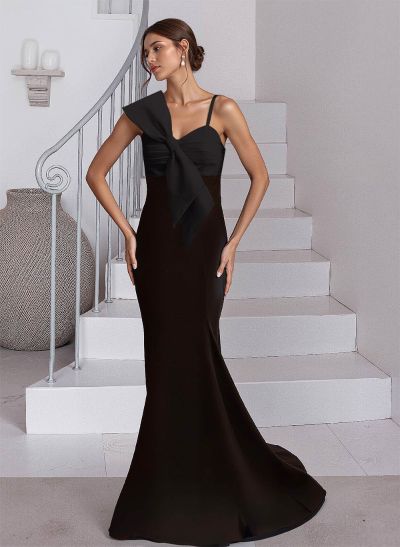 Trumpet/Mermaid Asymmetrical Sweep Train Satin Mother Of The Bride Dresses With Bow(s)