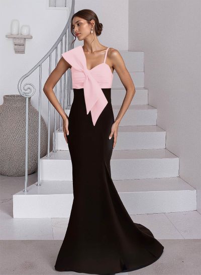 Trumpet/Mermaid Asymmetrical Sweep Train Satin Mother Of The Bride Dresses With Bow(s)