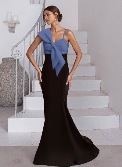 Trumpet/Mermaid Asymmetrical Sweep Train Satin Mother Of The Bride Dresses With Bow(s)