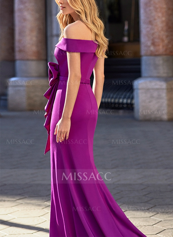 Trumpet/Mermaid Off-The-Shoulder Elastic Satin Mother Of The Bride Dresses With Split Front